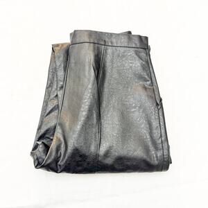 Princess Polly Faux Leather Wide Leg Seam Pleat Carpenter Style Pant Size 4